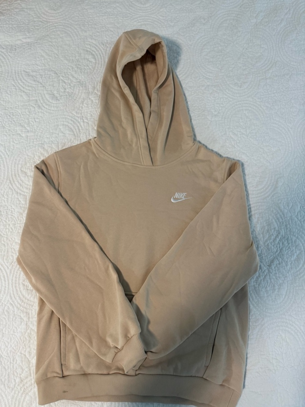 Nike Men's Hooded Sweatshirt in Tan with White Logo